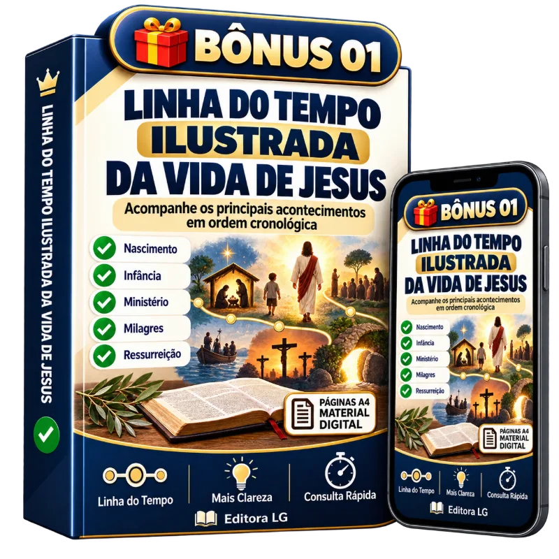 Mockup Bônus 1 — Linha do Tempo Ilustrada da Vida de Jesus