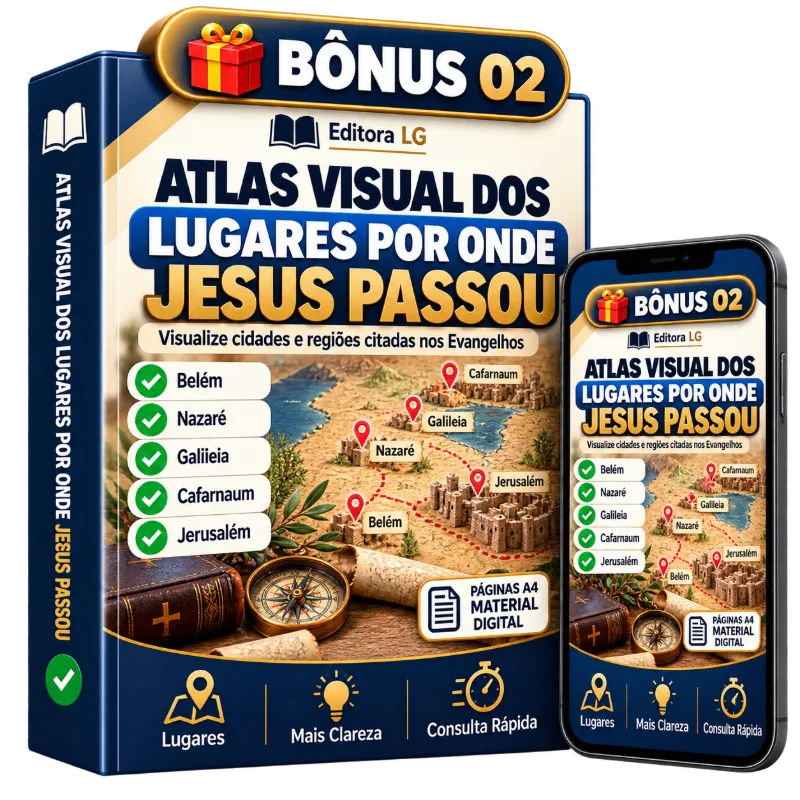 Mockup Bônus 2 — Atlas Visual dos Lugares por Onde Jesus Passou